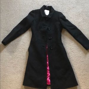 Kate Spade black wool bow embroidered coat, 00